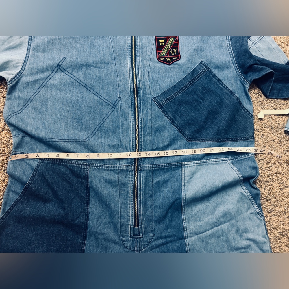 Houston White Streetcore  unisex Trendy denim blue Oversized Jumpsuit - Picture 10 of 12